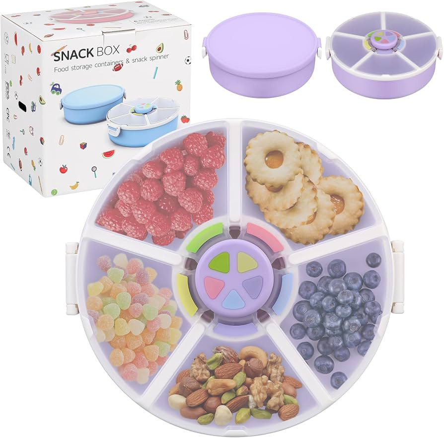 Pawtong Snack Rotator Container Reusable Snack Box with 5 Compartment Dispenser and Lid, Color Ma... | Amazon (US)