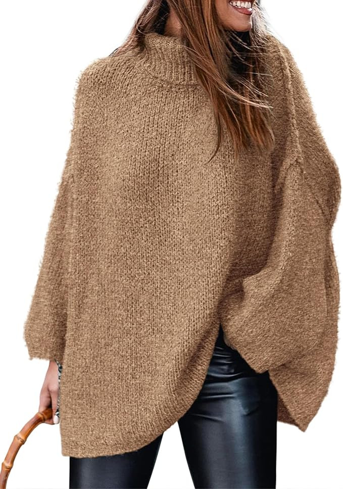 PRETTYGARDEN Women's 2025 Fall Turtleneck Oversized Sweaters Long Sleeve Chunky Knit Pullover Top... | Amazon (US)