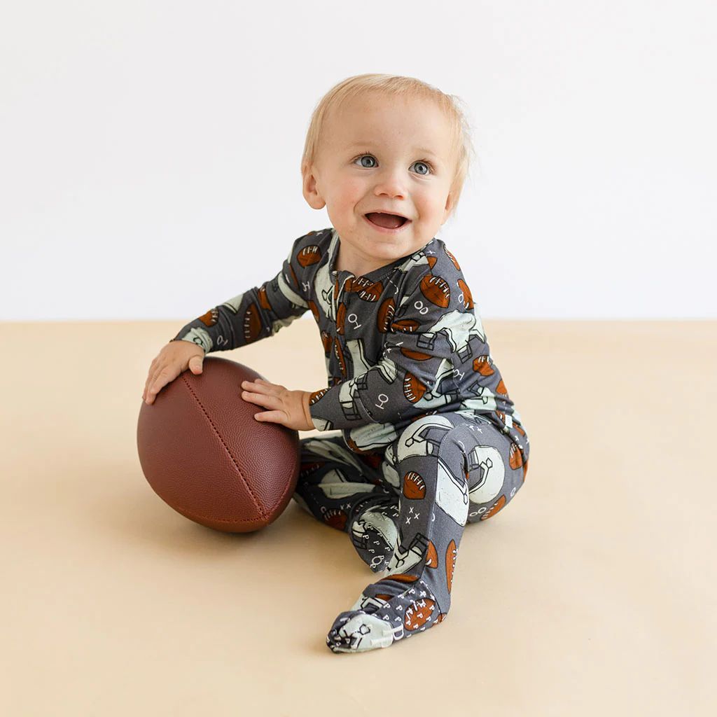 Football Gray Baby Convertible Sleeper | Posh Quarterback | Posh Peanut