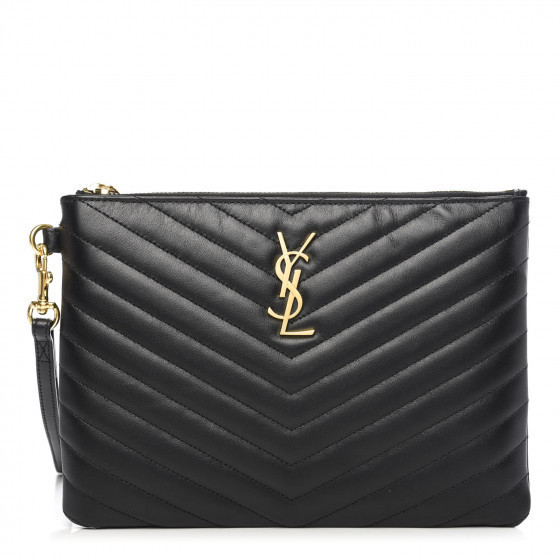SAINT LAURENT

Calfskin Matelasse Chevron Monogram A5 Wristlet Black | Fashionphile