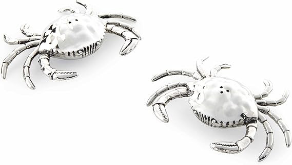 Mud Pie Crab Salt and Pepper Shaker Set, Silver 3 1/2" x 2 1/2" | Amazon (US)