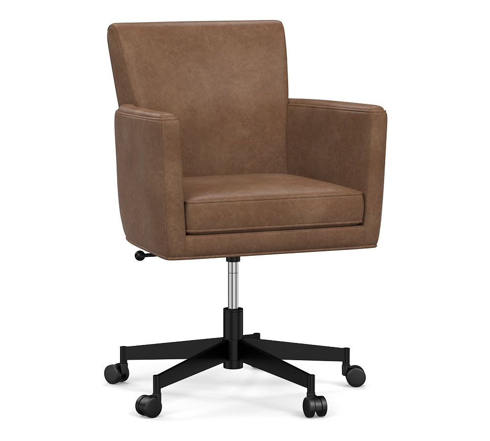 Irving Leather Swivel Desk Chair | Pottery Barn (US)