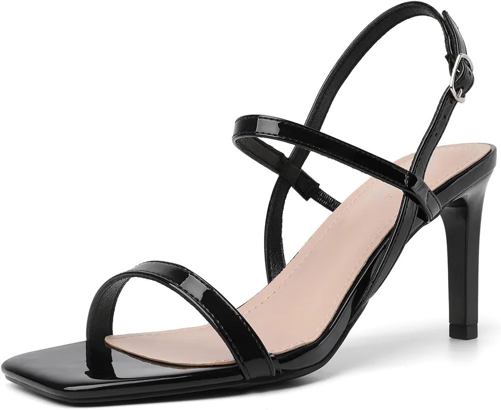 Mostrin Heels for Women Strappy Sandals Square Open Toe High Heel Sandals Ankle Strap Stiletto He... | Amazon (US)