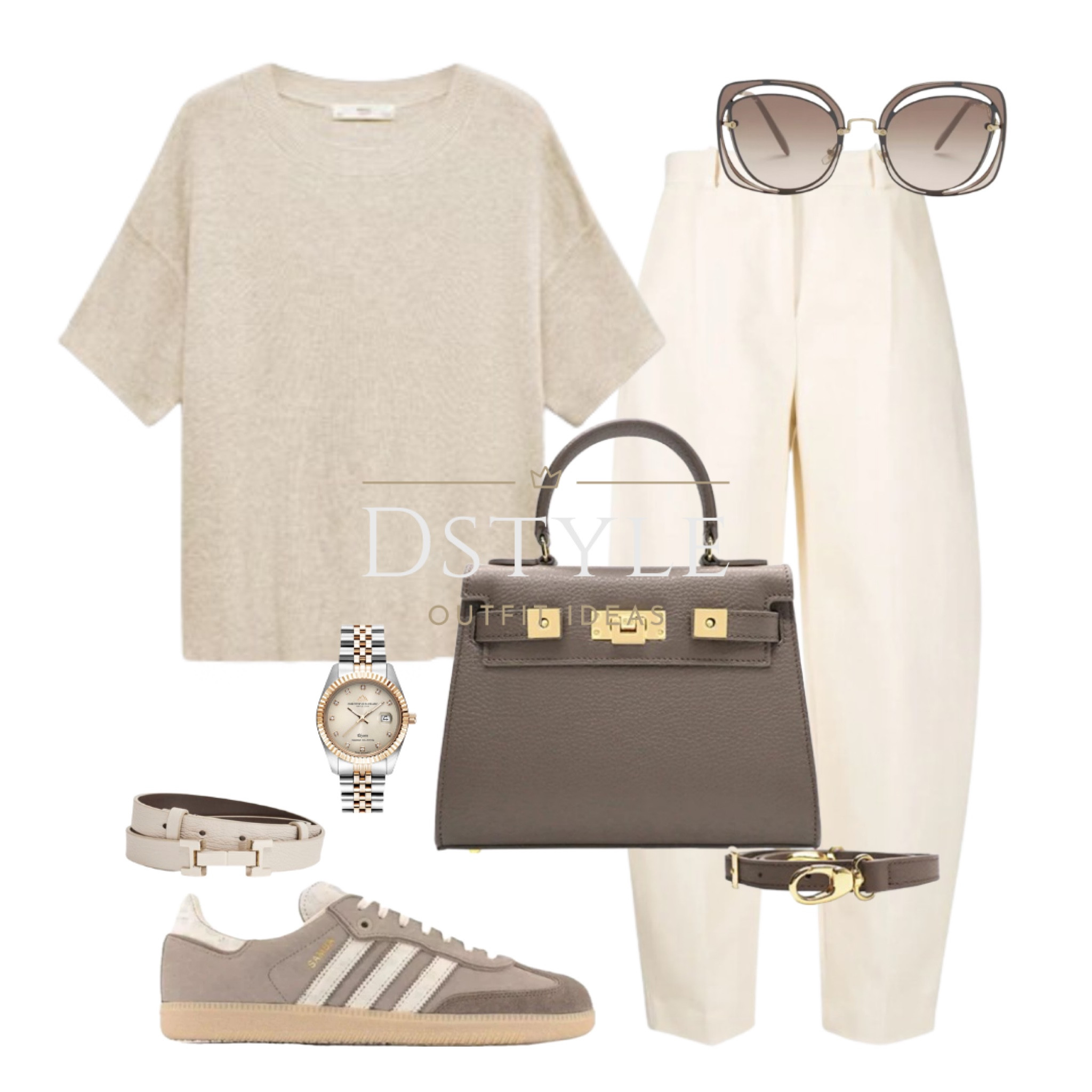 Linen-blend knit t-shirt, tailored trousers, taupe leather handbag, matching Adidas Samba, ootd, spring style, easy fit, kicks addict, comfy look, casual style

#LTKitbag #LTKshoecrush #LTKstyletip
