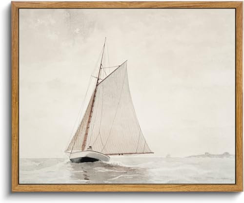 KBKBART Framed Wall Art Muted Sailboat Vintage Wall Decor, Antique Lake House Watercolor Canvas Art Prints Painting, Rustic Farmhouse Wall Art North Prints for Bedroom, Bathroom, Living Room, Gallery, Neutral Wall Decor(8"x10") | Amazon (US)