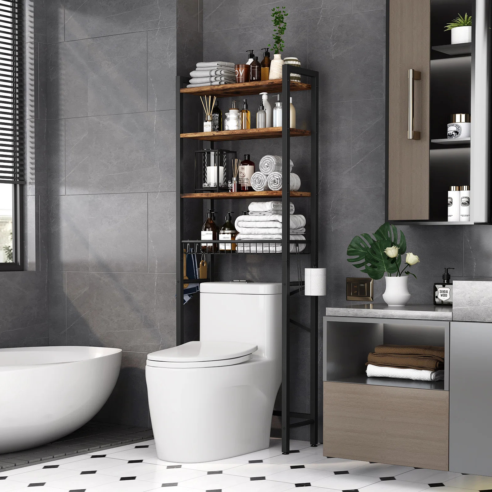 Agassiz Metal Adjustable Freestanding Over The Toilet Storage | Wayfair North America