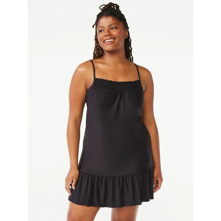 Joyspun Women's Knit Sleeveless Smocked Neck Chemise, Sizes S to 3X | Walmart (US)