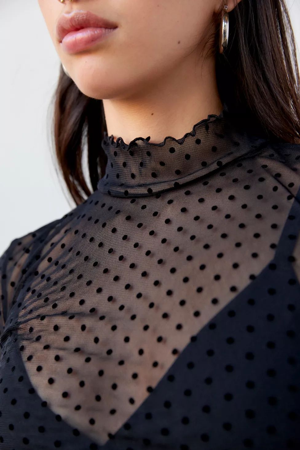 Out From Under Luna Sheer Lace Mock Neck Top | Urban Outfitters (US and RoW)