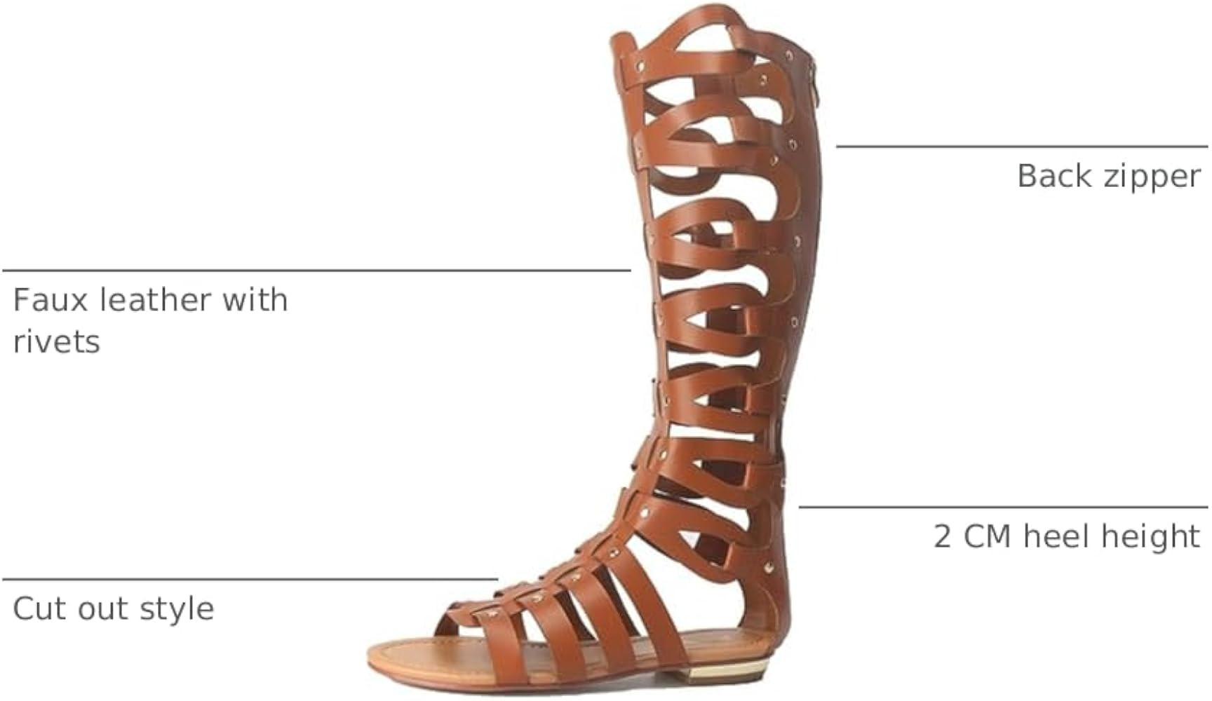 Hanfike Knee High Sandals for Women Gladiator Cut Out Summer Roman Boots | Amazon (US)