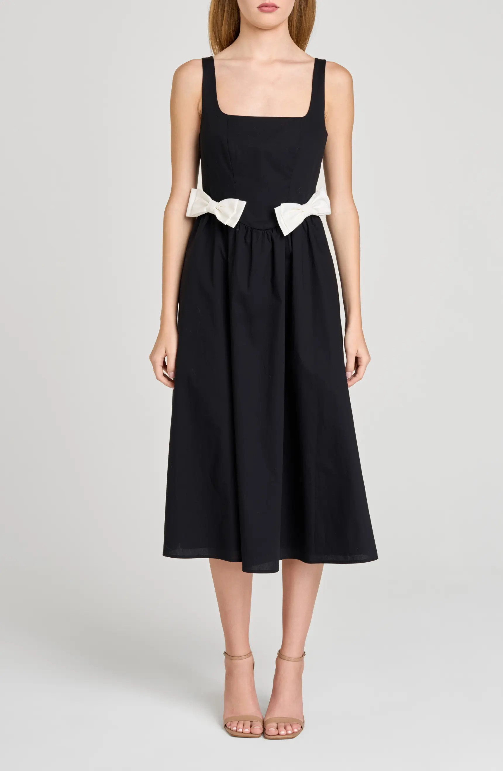WAYF Lizzy Bow Trim Midi Dress | Nordstrom | Nordstrom