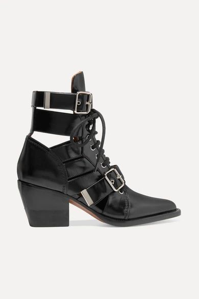 Rylee cutout glossed-leather ankle boots | NET-A-PORTER (US)