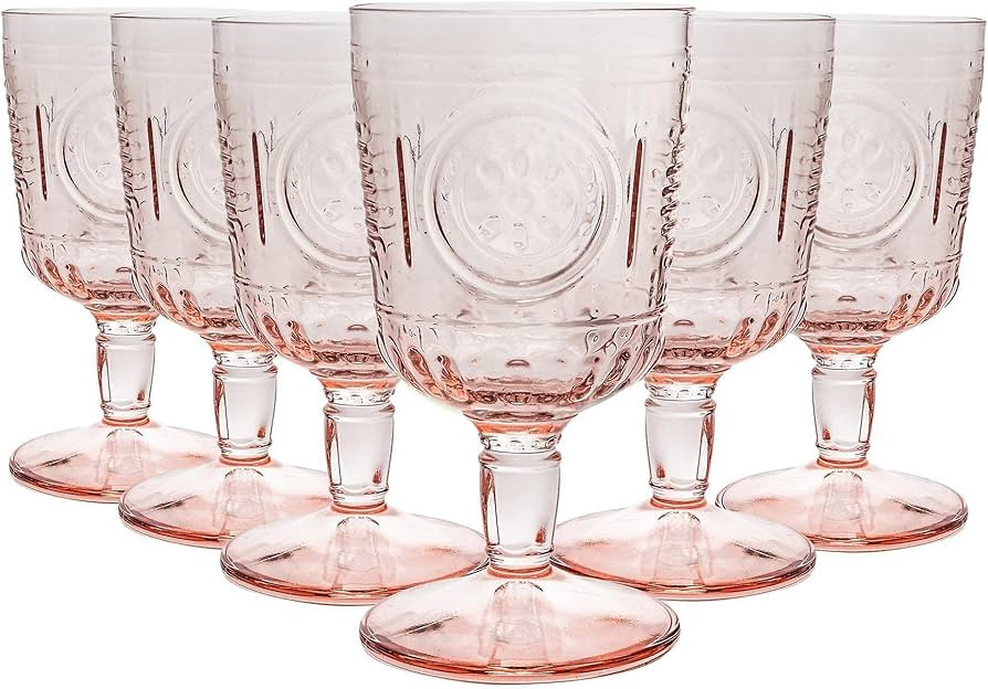 Bormioli Rocco Romantic Set Of 6 Stemware Glasses, 10.75 Oz. Colored Crystal Glass, Cotton Candy ... | Amazon (US)