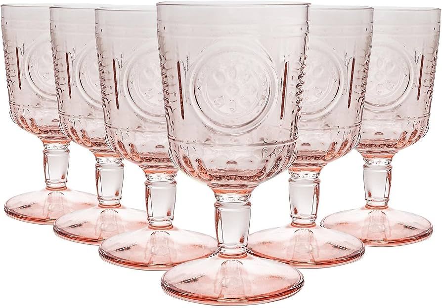 Bormioli Rocco Romantic Set Of 6 Stemware Glasses, 10.75 Oz. Colored Crystal Glass, Cotton Candy ... | Amazon (US)