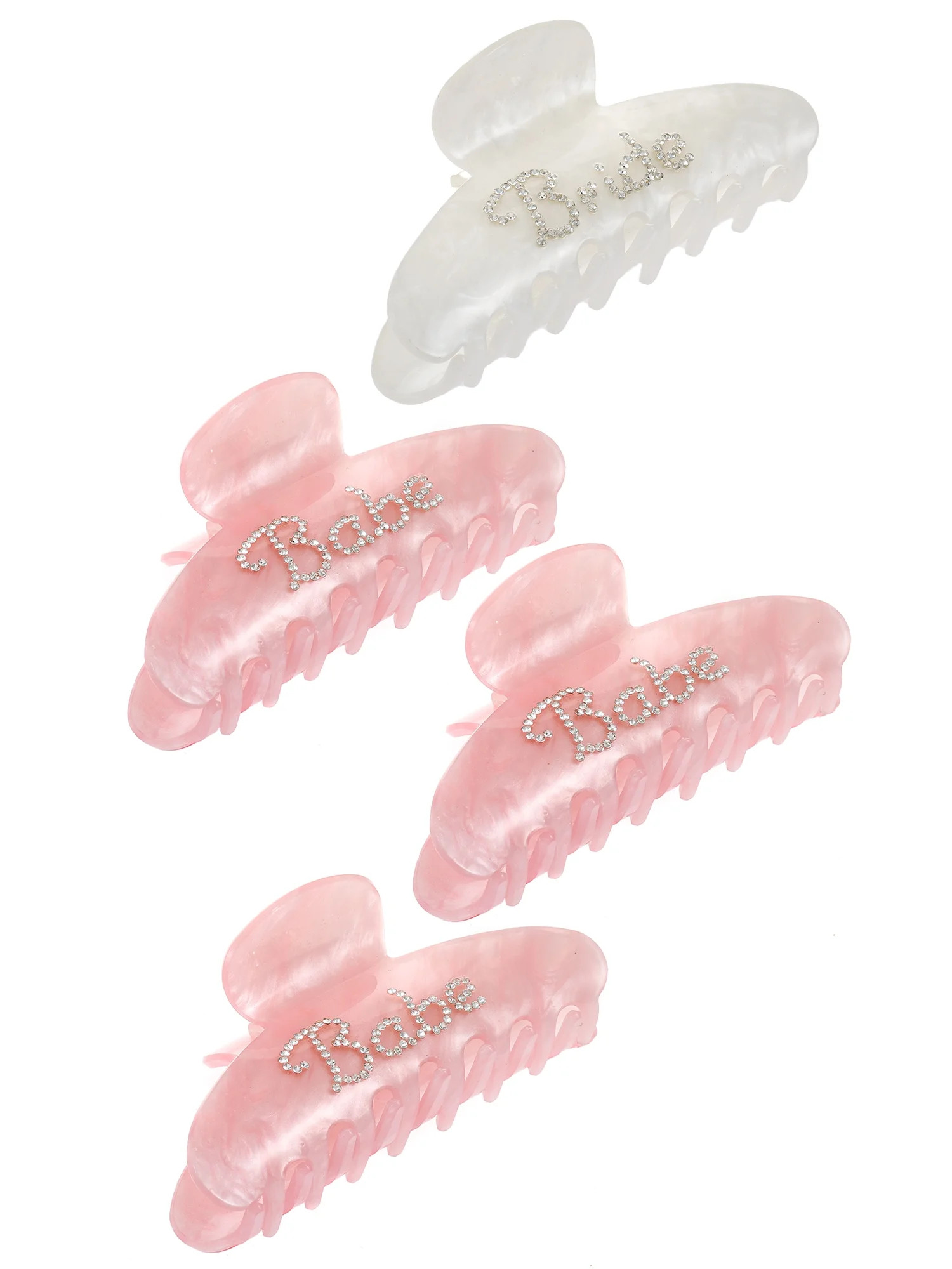 Bride and Bridesmaid Hair Clips Set, White and Pink, 4 Pieces Pack by Trimmings | Walmart (US)