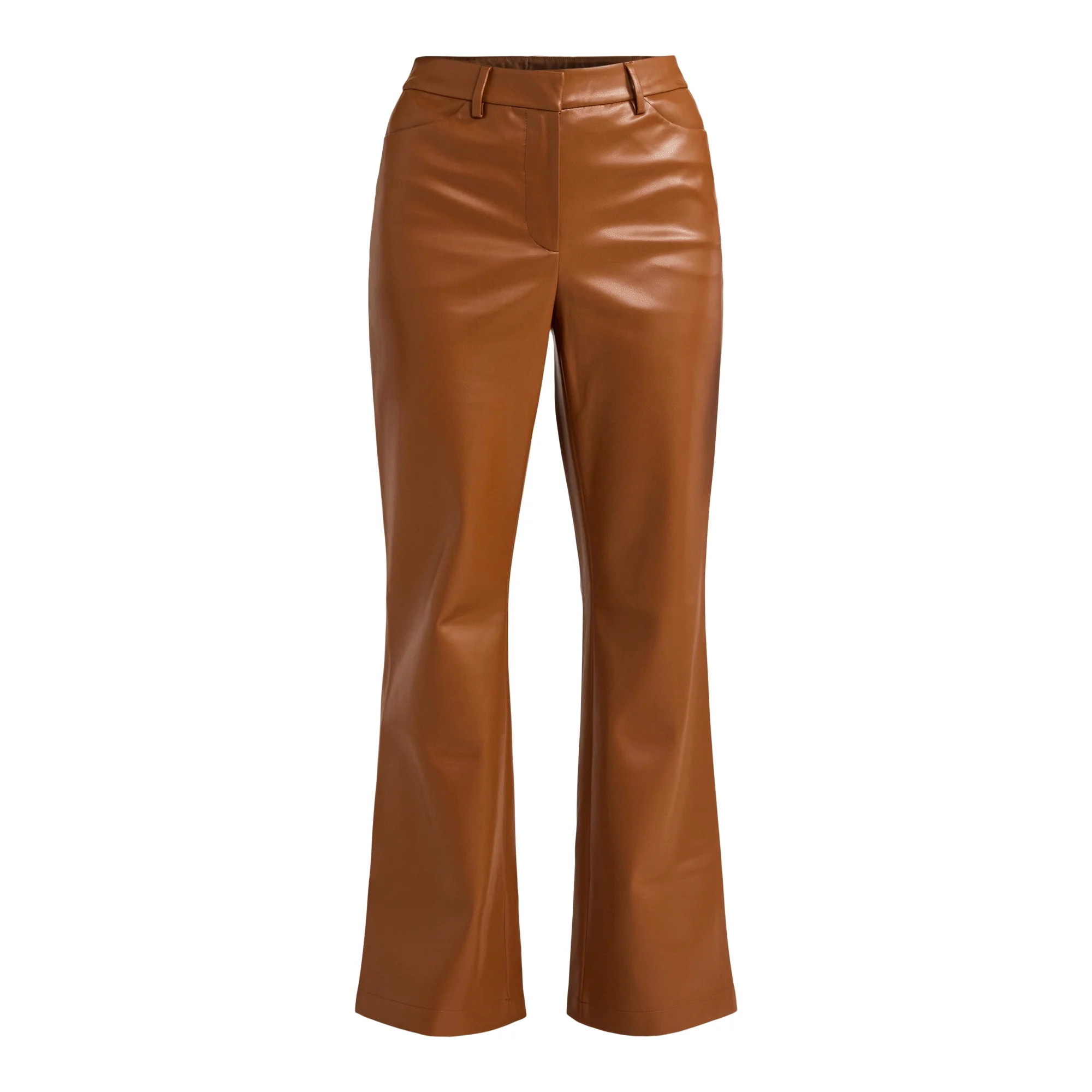 Scoop Women's Ultimate Faux Leather High Waisted Trouser Pants, 32 Inseam, Sizes 0-20 | Walmart (US)
