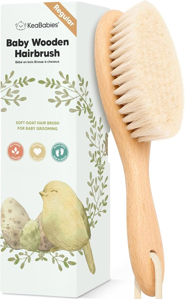 Wooden Baby Hair Brush for Toddler, Infant Cradle Cap (Walnut, Regular) | Amazon (US)