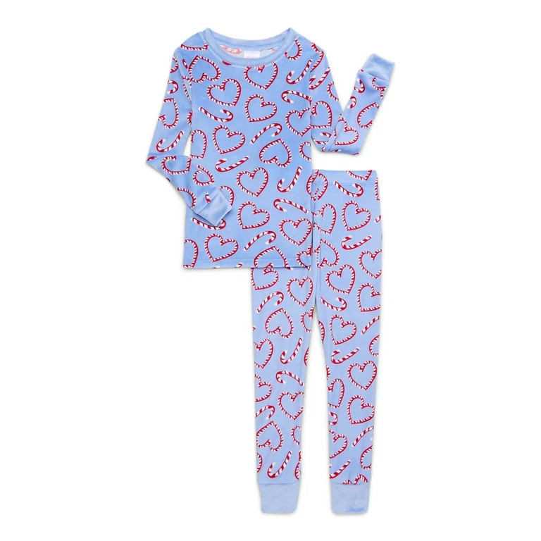 Holiday Time Girls Tight Fit Christmas Pajamas Set, 2-Piece, Sizes 4-10 | Walmart (US)