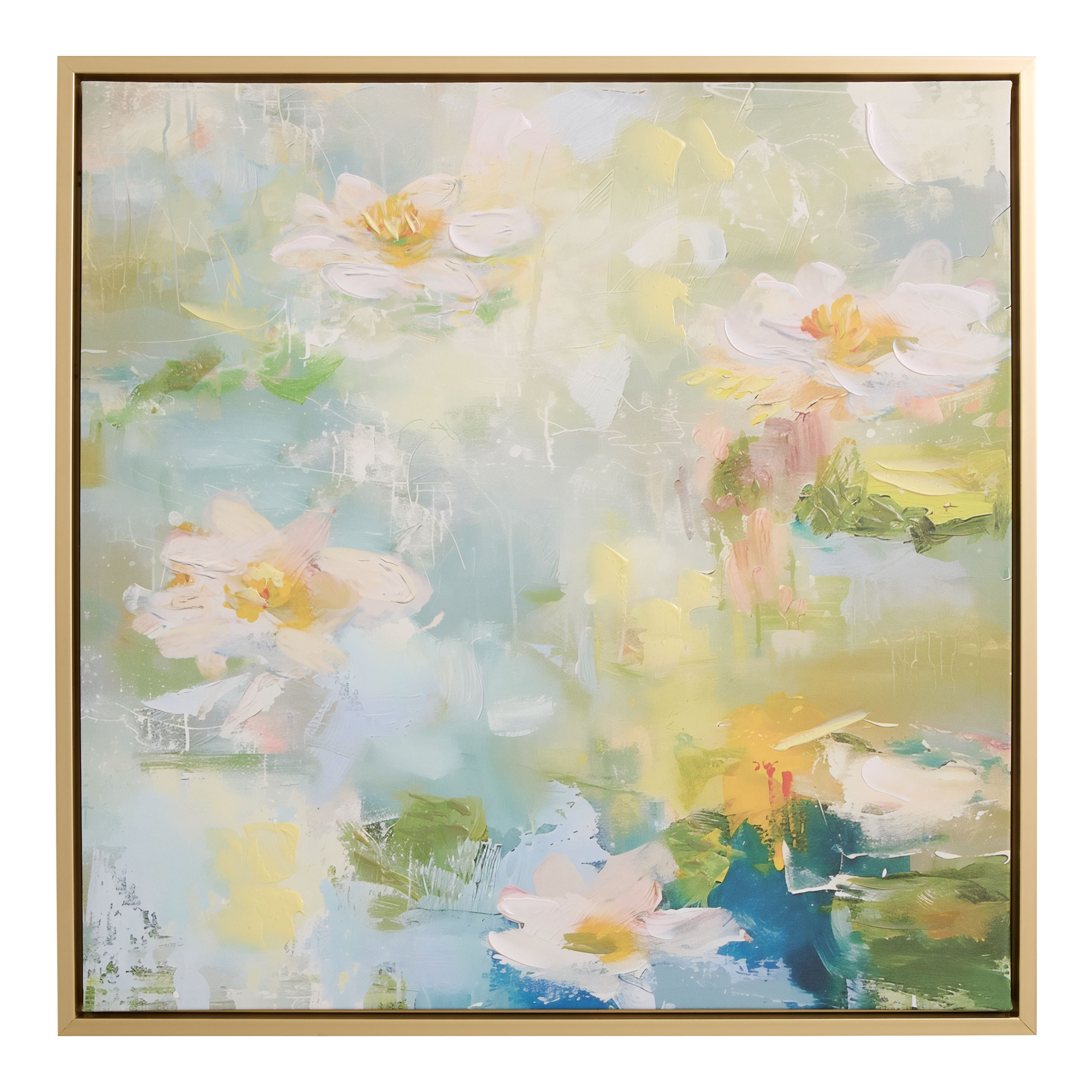 Blooms on the Pond Abstract Framed Canvas Wall Art - World Market | World Market