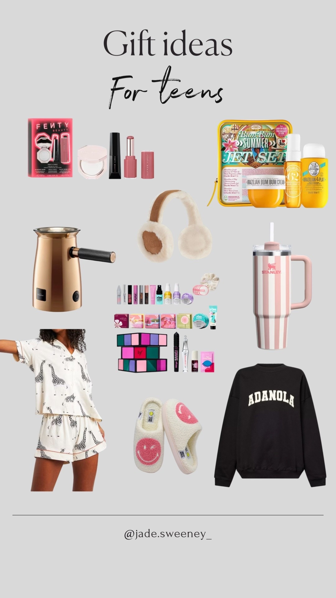 More of my gift guide series 🤍✨ Gift ideas for teens

Gift guides, Christmas gift guide, gift guide for teens, Adonala sweatshirt, Stanley cup, smiley slippers, Chelsea peers pjs, benefit advent calendar, hotel Chocolat velvetiser, Ugg ear muffs, Sol de Janeiro summer jet set, fenty beauty gift set 

#LTKfestive #LTKgiftguide #LTKkids