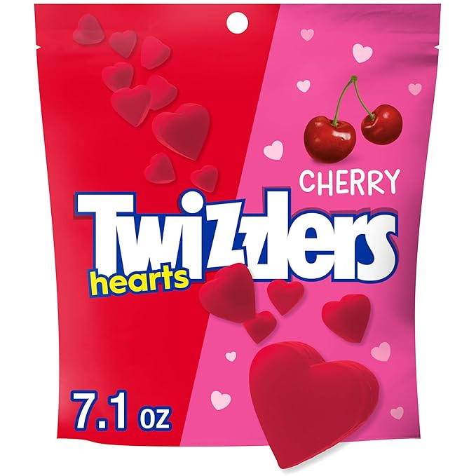 TWIZZLERS Cherry Flavored Hearts Chewy, Valentine's Candy Bag, 7.1 oz | Amazon (US)