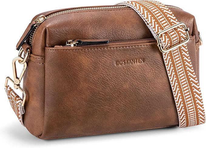 BOSTANTEN Small Crossbody Purse for Women Triple Zip Cell Phone Leather Handbag with Colored Shou... | Amazon (US)
