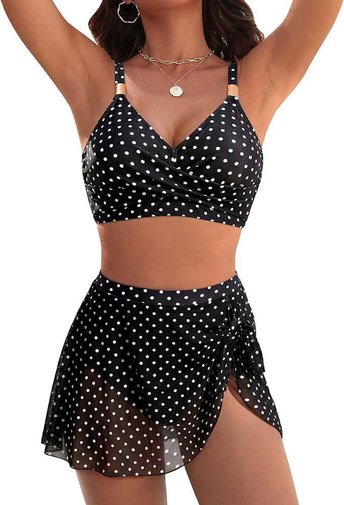 Blooming Jelly Womens High Waisted Bikini Set Gold Metal Two Piece Swimsuits Tummy Control Tie Kn... | Amazon (US)