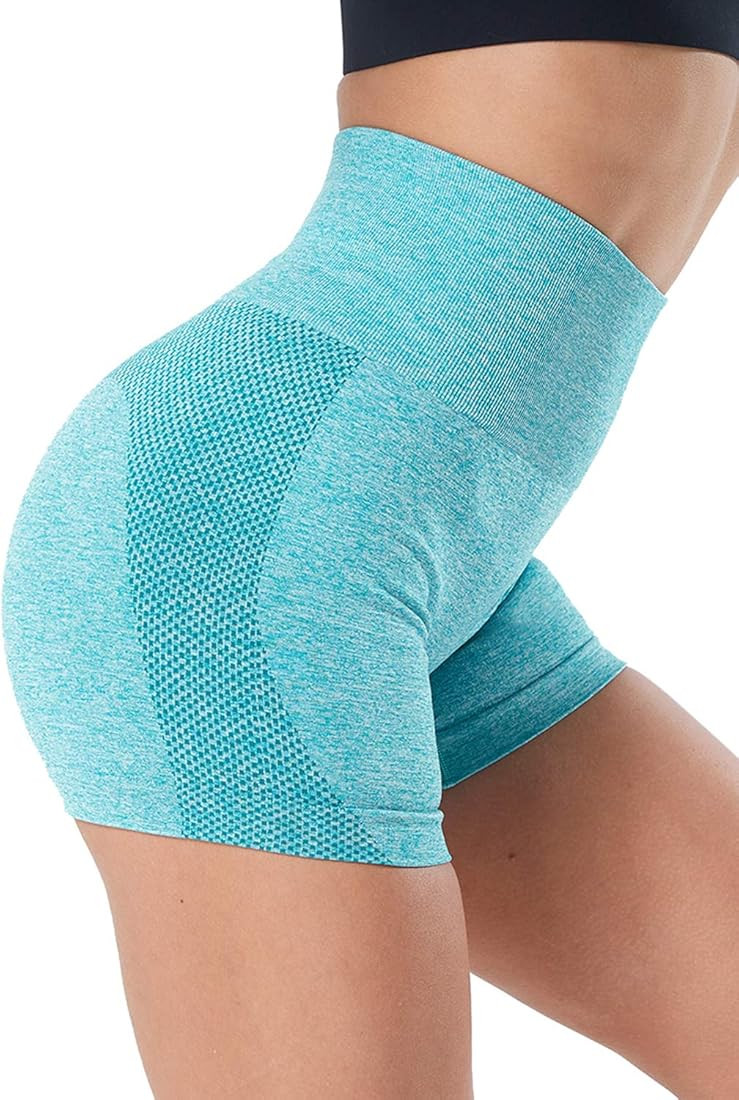 NORMOV Seamless Gym Shorts Womens Workout Shorts,High Waist Spandex Shorts Women Tummy Control | Amazon (US)