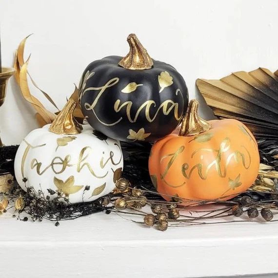 Personalised Pumpkin  Hand-painted Calligraphy Mini Pumpkins - Etsy | Etsy (US)