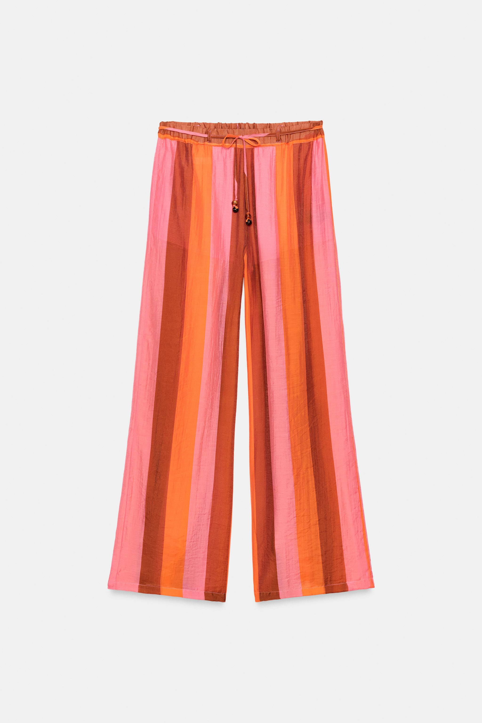 STRIPED WIDE-LEG TROUSERS | Zara US