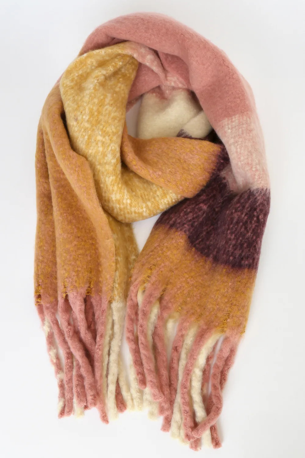 Season of Cozy Dusty Pink Multi Plaid Fringe Oversized Scarf | Lulus (US)