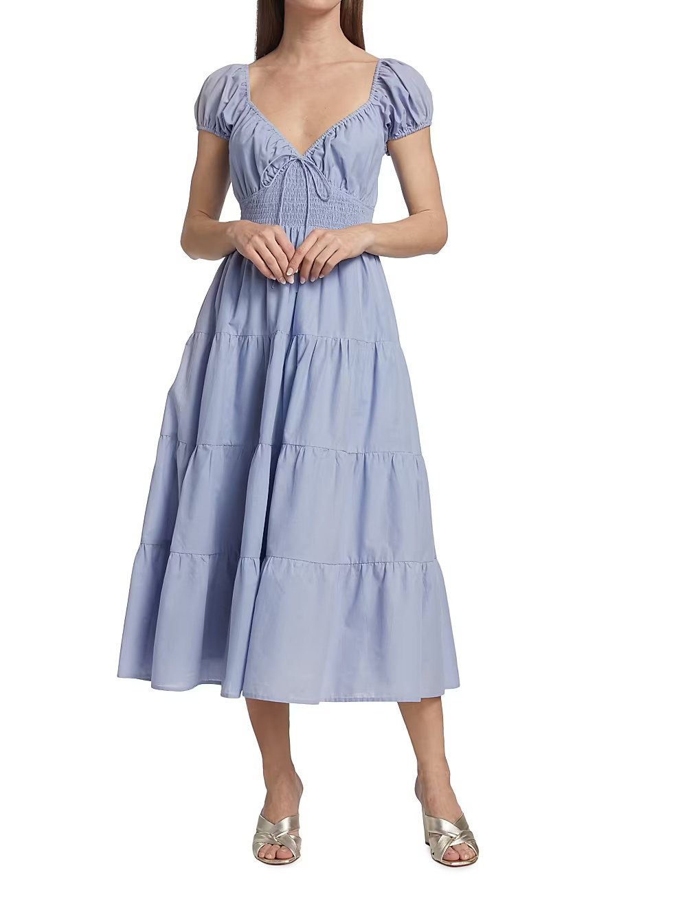 Bleu Cotton Lawn Smocked Midi-Dress | Saks Fifth Avenue