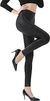Retro Gong Black Womens Faux Leather Leggings Stretch High Waisted Pleather Pants X-Large at Amaz... | Amazon (US)