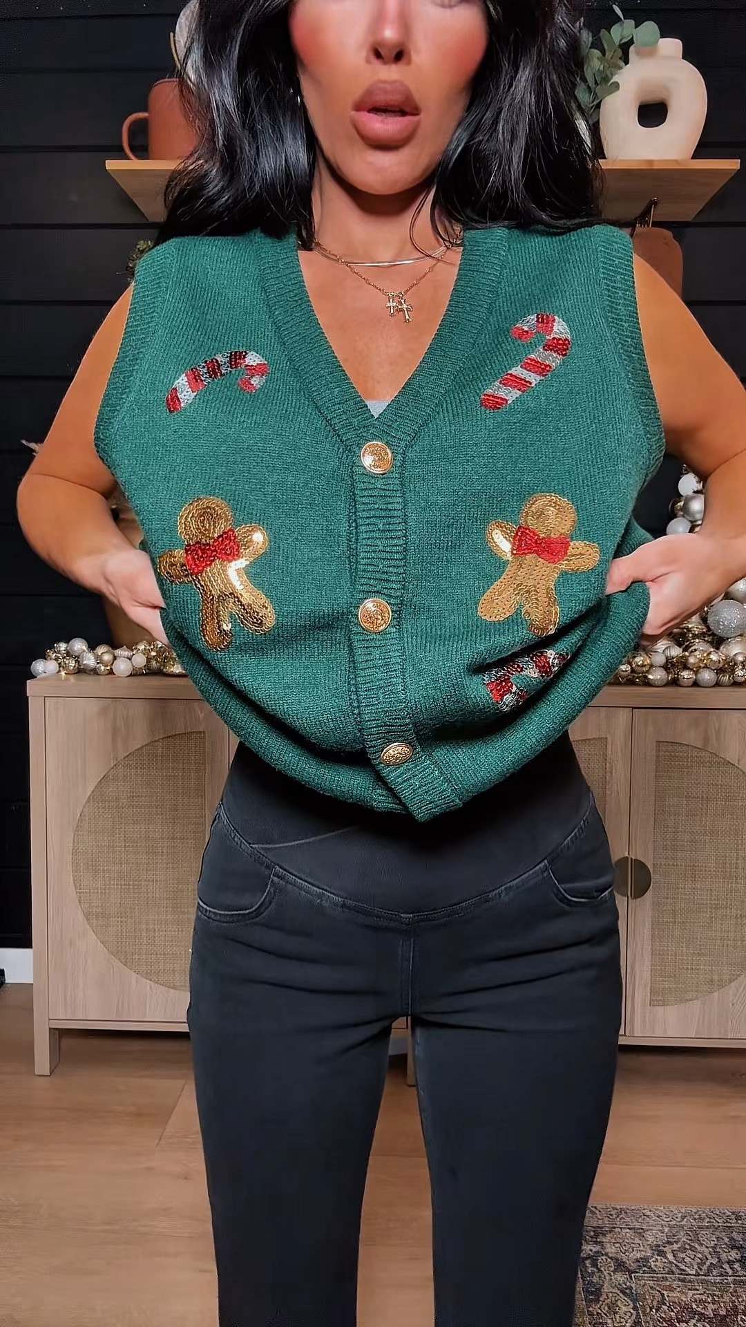 This little vest is giving festive but make it fashion. Cute for holiday photos, work parties, or just spreading Christmas cheer.

#holidayoutfits #christmasstyle #festivefashion #winteroutfitideas #cutestyle #ltkfashion #momstyleinspo #trendypieces #holidayseason2025 #christmasvibes

#LTKHoliday #LTKootd