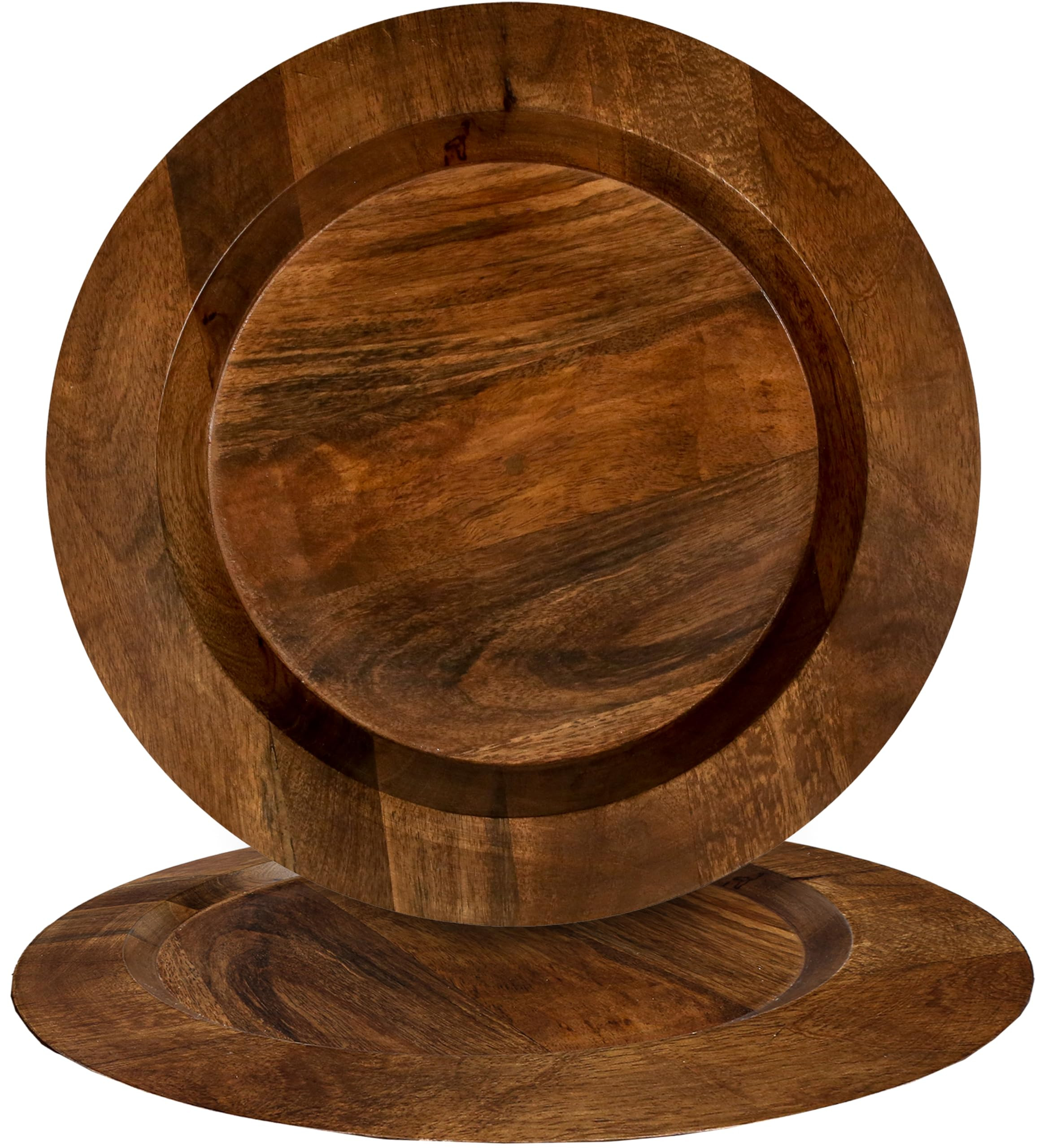 Alpha Living Home 13 inch Wooden Charger Plates Set of 2 - Handmade Round Placemats for Dining, T... | Amazon (US)
