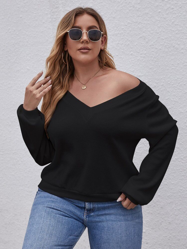 Plus Solid Drop Shoulder Sweatshirt | SHEIN