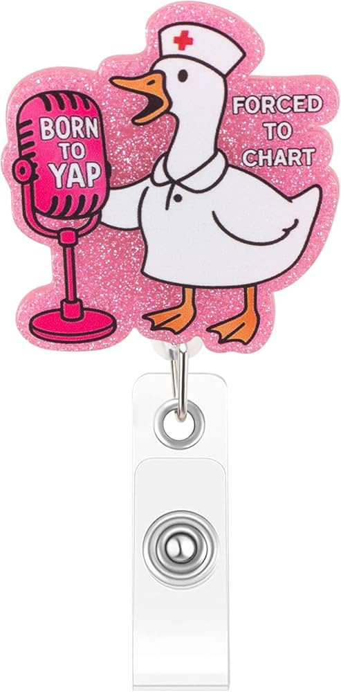 Cute Pink Silly Goose Badge Reel, Funny Retractable Nurse Badge Reel with Clip, Acrylic Nurse Bad... | Amazon (US)