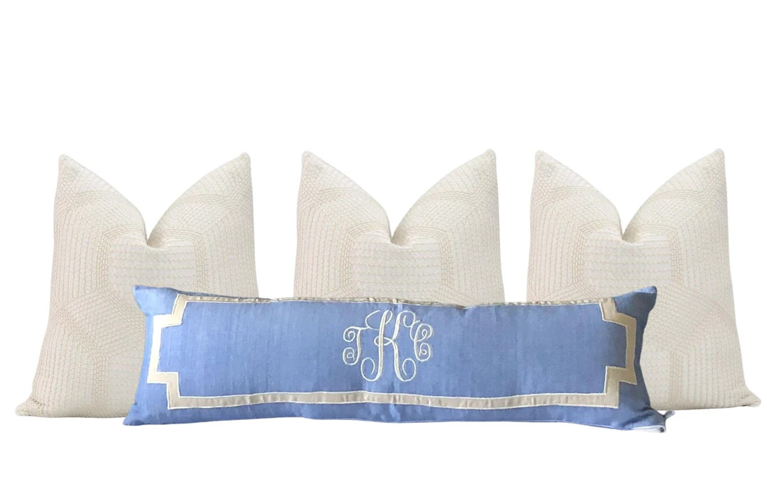 Long Mongram Pillow Covers, Long Personalized Lumbar Pillow Covers, Bed Monogram Pillow Covers, B... | Etsy (US)