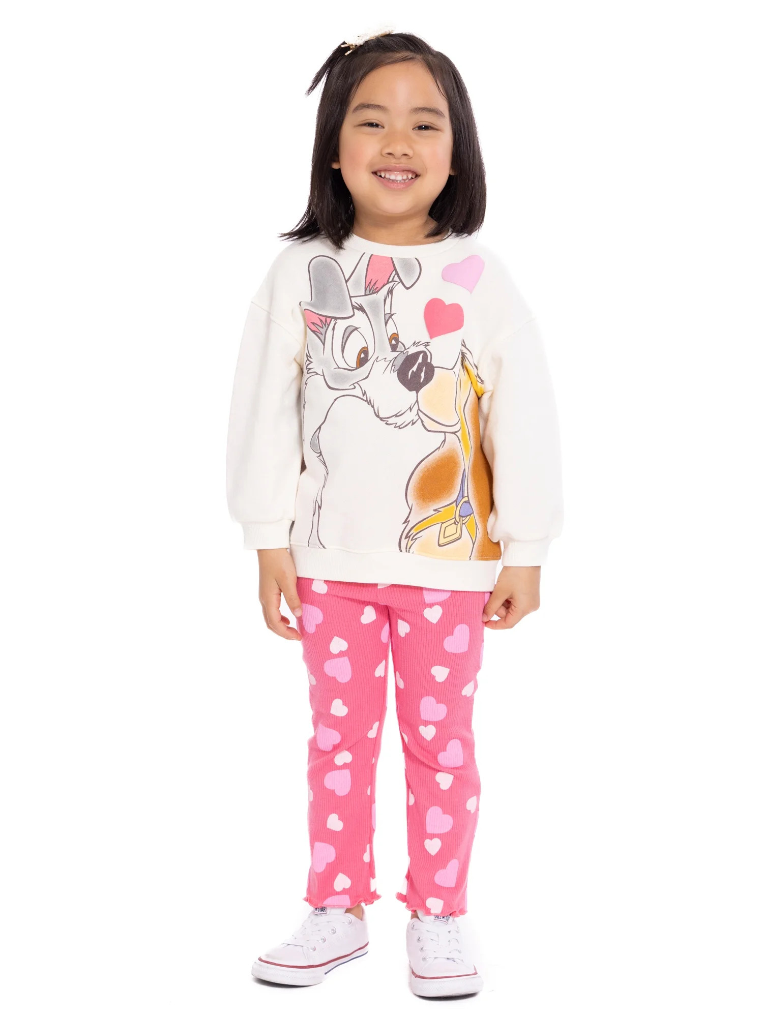 Lady and the Tramp Toddler Girls Long Sleeve Graphic Sweatshirt and Matching Flare Leggings Set, ... | Walmart (US)