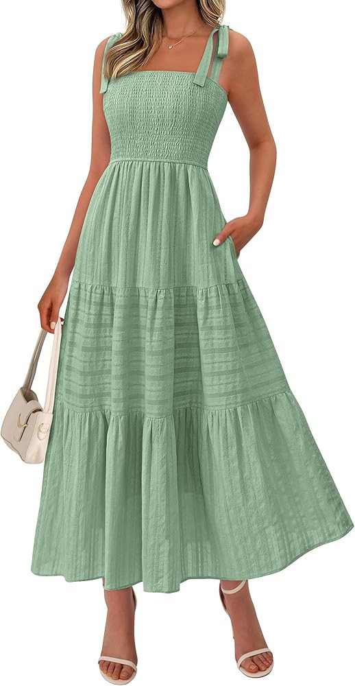 BTFBM - Vestido de primavera para mujer 2026, estilo bohemio, con tirantes delgados, casual, sin ... | Amazon (US)
