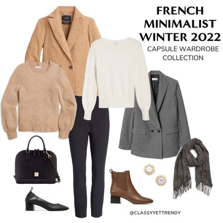 A French Minimalist capsule wardrobe for the Winter season ❄️ Get your French Minimalist Capsule Wardrobe: Winter 2022 Collection, now available in the ClassyYetTrendyStore.com #frenchminimalist
