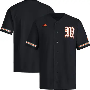 Men's adidas  Black Miami Hurricanes V-Neck Baseball Jersey | Nordstrom