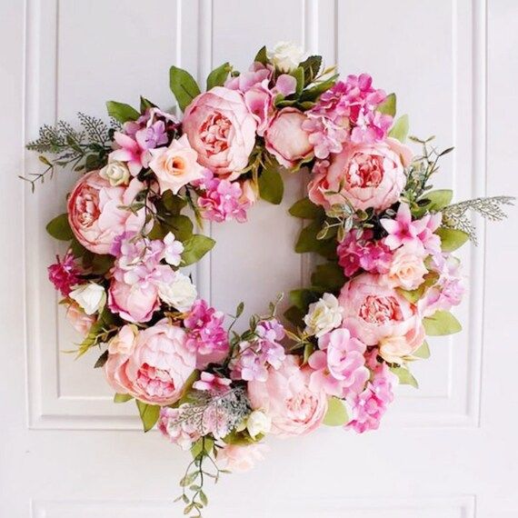 Pink Peony Door Wreath Spring Summer Flower Wreath Easter | Etsy | Etsy (US)