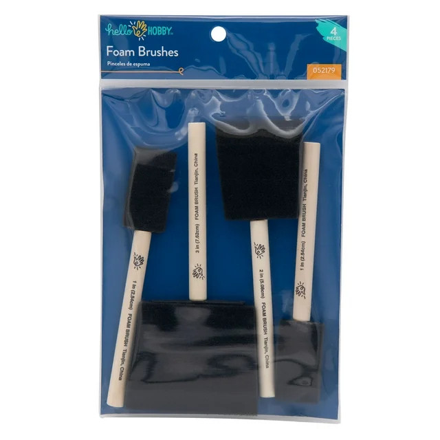 Hello Hobby Variety Craft Black Foam Brush 4pc Set, Adult, Teens | Walmart (US)