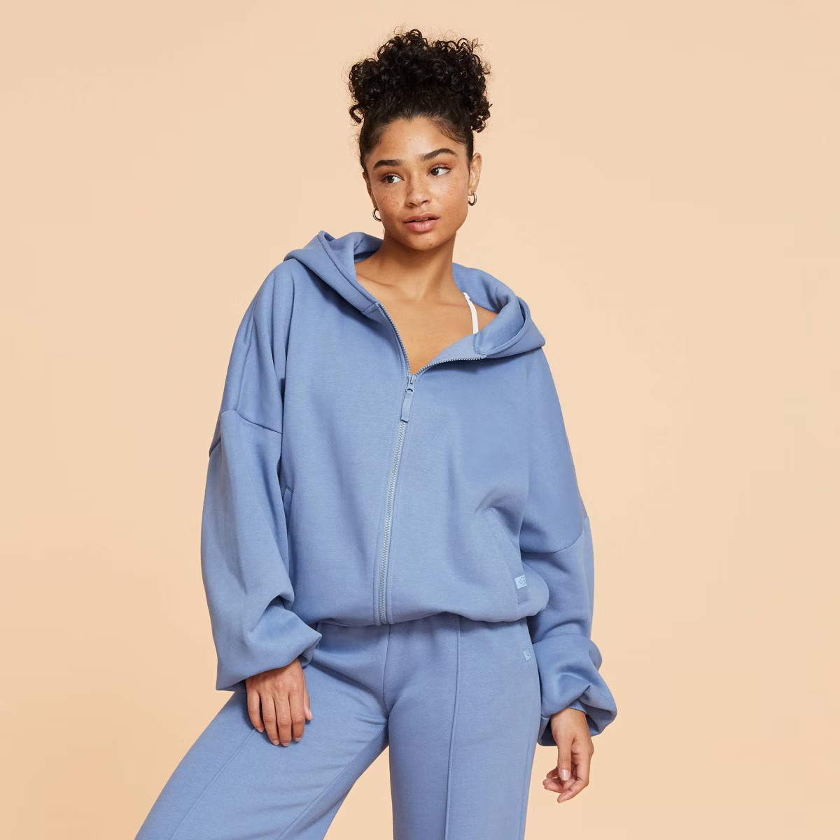 Blogilates Women's Marshmallow Full Zip Hooded Sweatshirt - Light Pink M | Target