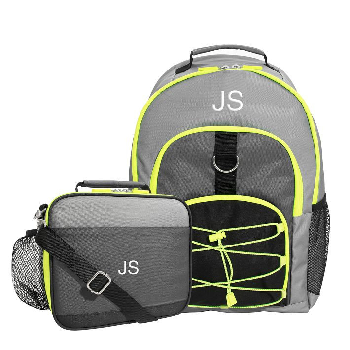 Color Block Backpack and Cold Pack Lunch Box Bundle, Yellow and Gray | Pottery Barn Teen