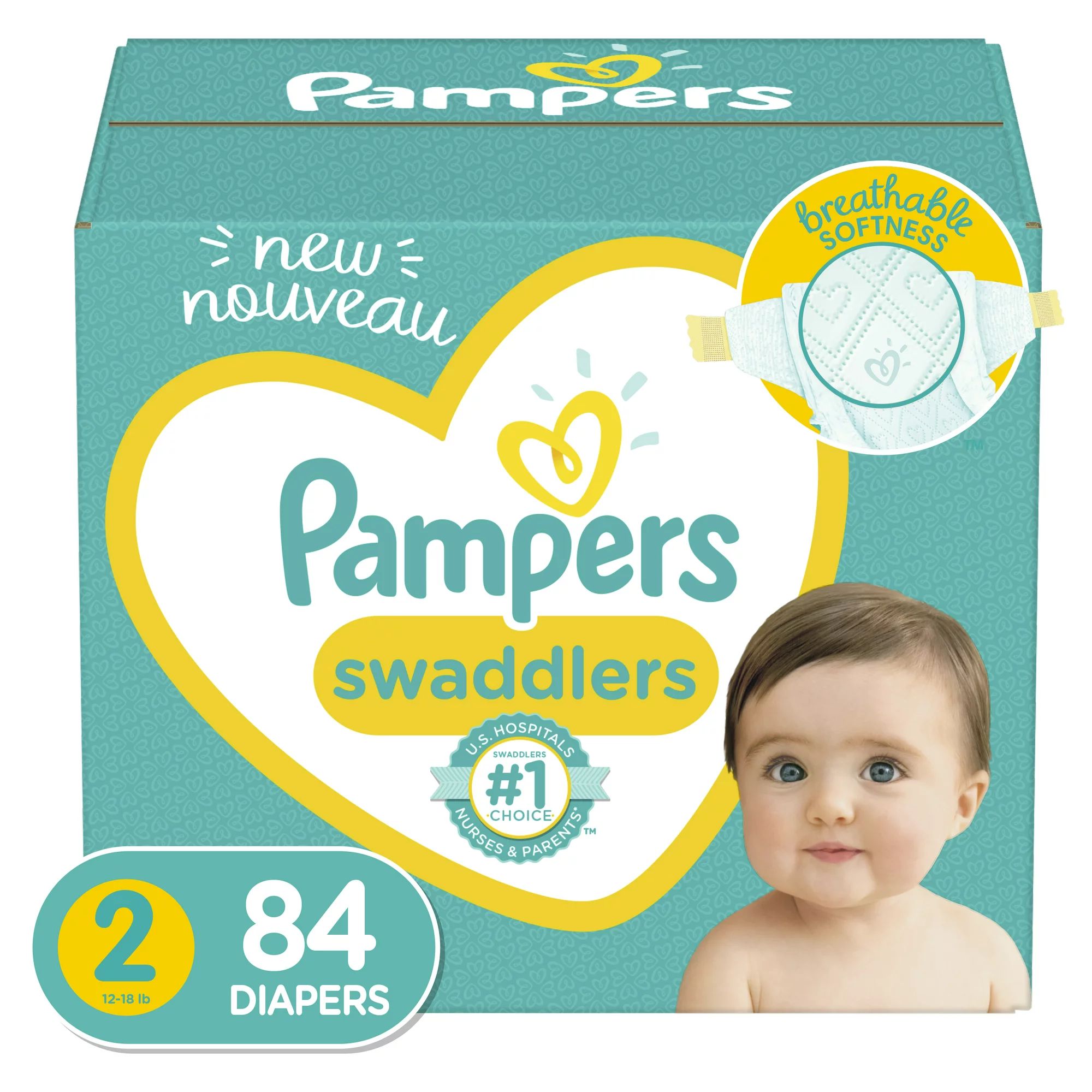 Pampers Swaddlers Diapers, Soft and Absorbent, Size 2, 84 Ct | Walmart (US)