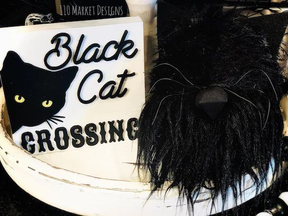 Black Cat Crossing Sign  Binx  Halloween Decor  Black Cat | Etsy | Etsy (US)