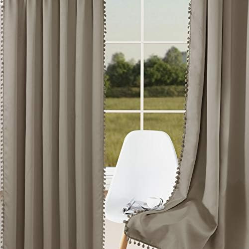 LORDTEX Pom Pom Blackout Curtains for Bedroom - Thermal Insulated Curtains, Sun Light Blocking Ro... | Amazon (US)