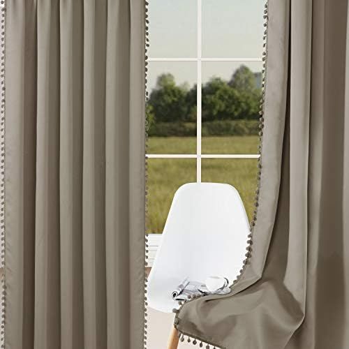 LORDTEX Pom Pom Blackout Curtains for Bedroom - Thermal Insulated Curtains, Sun Light Blocking Ro... | Amazon (US)