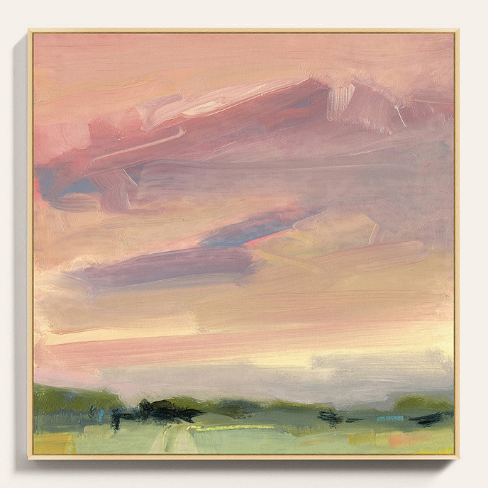 Setting Sun Abstract Landscape Art Large Framed Canvas Giclee Print | Ballard Designs, Inc.